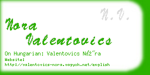 nora valentovics business card